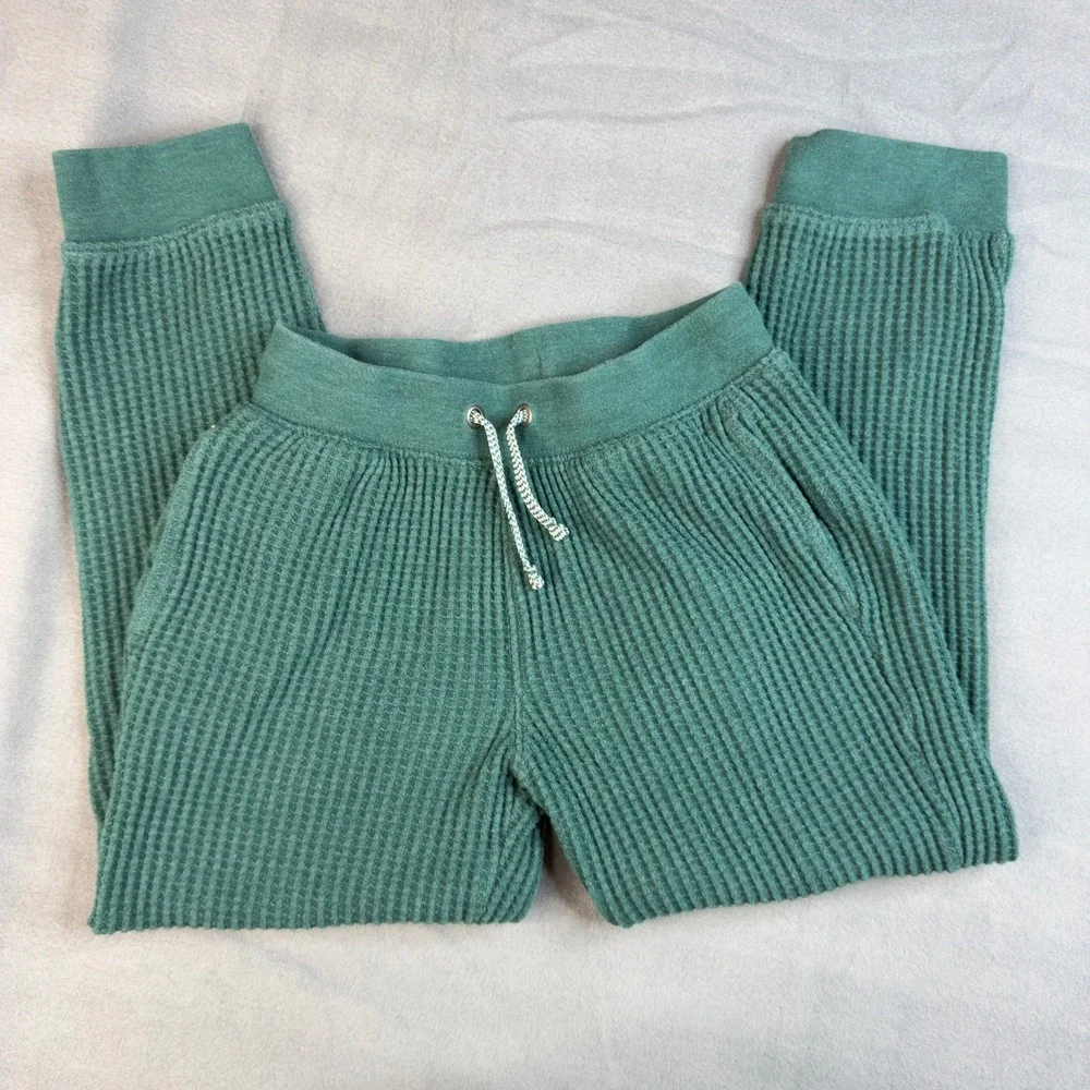 Cat & Jack Kids Waffle Knit Jogger Pants Teal Green Size S 6/7 Elastic Waist